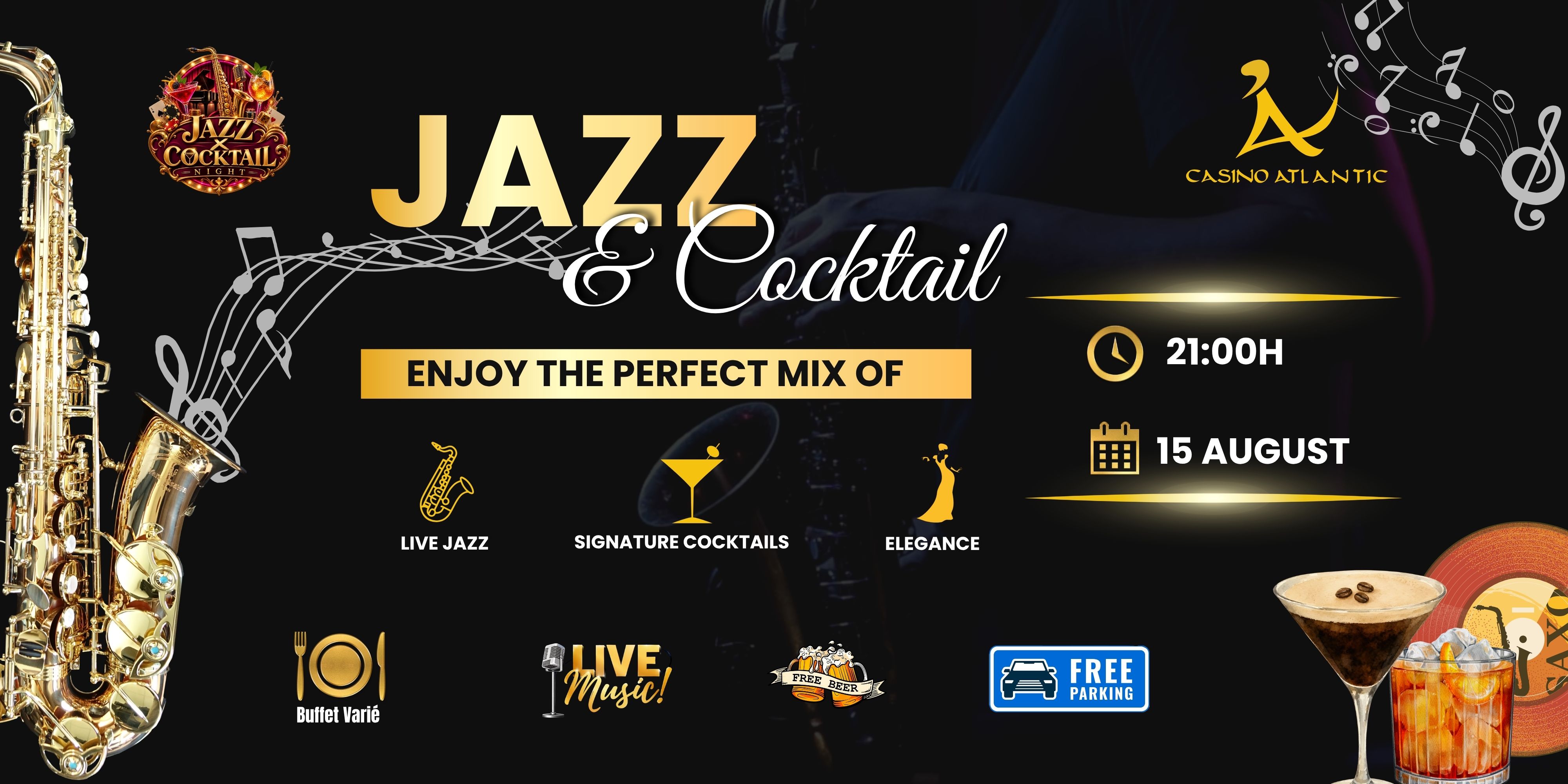 Jazz & Cocktail Night at Casino Atlantic Agadir - 15 August 2026